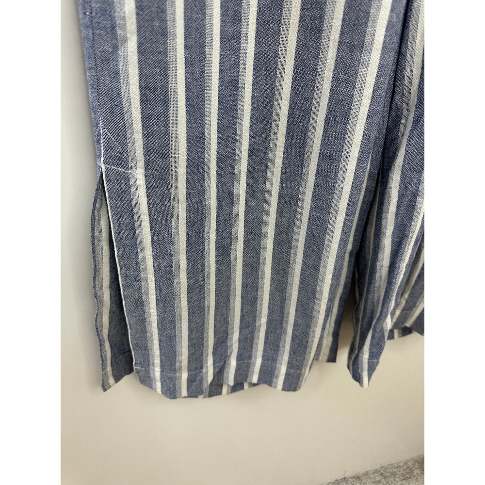 Cloth & Stone Linen Blend Wide Leg Slit Pants Size Medium Striped Blue Resort - Picture 5 of 12